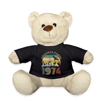 Vintage 1974 74 Birthday Retro Vintage Gift - Teddy Bear - black - Front