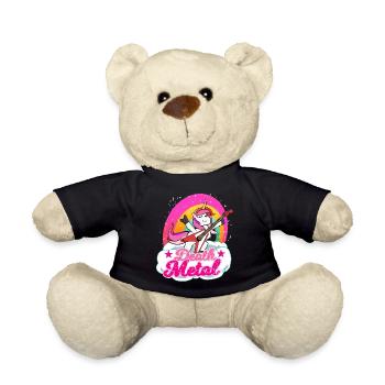 Death Metal Einhorn Geschenk für einen Metal Musik - Teddy - Schwarz - Vorne
