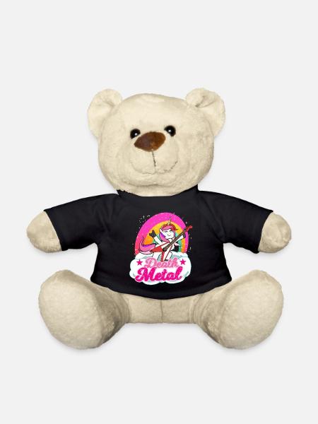 Death Metal Unicorn Gift for a Metal Music - Teddy Bear - black