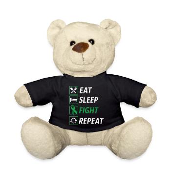 Eat sleep fight repeat green ribbon cerebral palsy - Teddy Bear - black - Front