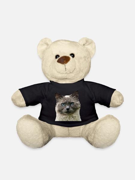 Cat Cats cat Cats Cat Head - Teddy Bear - black