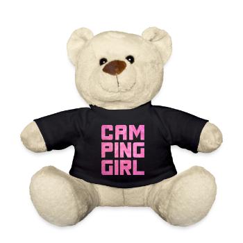 Campinggirl Camper flauschig Mädchen pink Fell Van - Teddy - Schwarz - Vorne