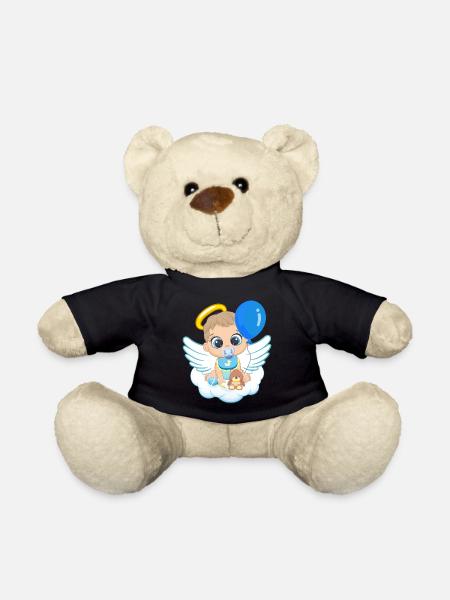 Baby Engel, Junge mit Engelsflügel, Luftballon - Teddy - Schwarz