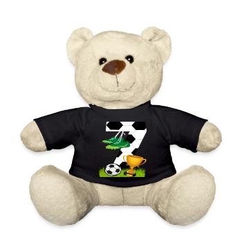 Fußball 7 Geburtstag Fußballspieler Fussball - Teddy - Schwarz - Vorne