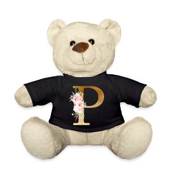 Botany Floral Monogram P - Teddy Bear - black - Front