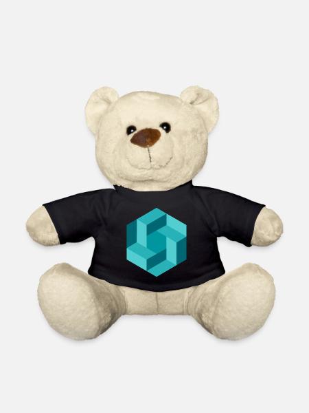 Abstrakte Geometrie in Blau - Teddy - Schwarz