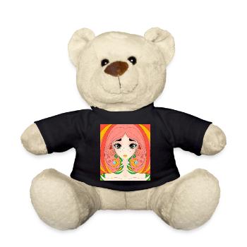 Redhead Anime Manga Girl - Teddy - Schwarz - Vorne