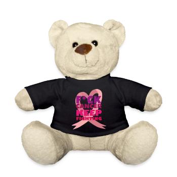 cancer keep fighting kampf krebs rosa schleife - Teddy - Schwarz - Vorne