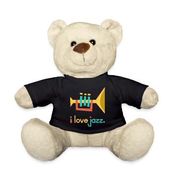 I love Jazz - I love jazz trumpet musicians - Teddy Bear - black - Front