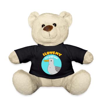 I Love My Girlfriend Funny Seagull Pun Valentine - Teddy Bear - black - Front