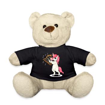 Harp design for harpist and harp player - Teddy Bear - black - Front