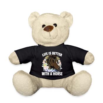 Life is better with a horse - Teddy Bear - black - Front