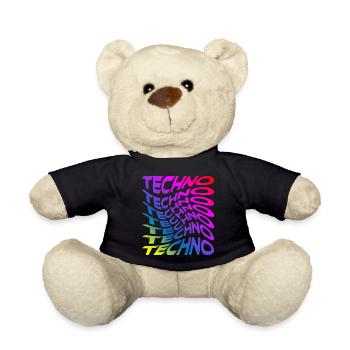 Trippy Techno Rainbow - Teddy Bear - black - Front