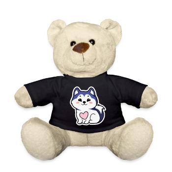 Husky süßes Herz Hund Geschenk Malamute - Teddy - Schwarz - Vorne