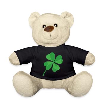 Four-leaf clover lucky symbol luck - Teddy Bear - black - Front