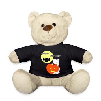 Halloween-Mond mit Katze - Teddy - Schwarz - Vorne