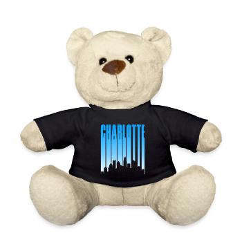 Charlotte Skyline Typo Blau Gradient - Teddy - Schwarz - Vorne