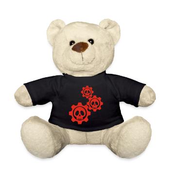 Totenköpfe und rote Zahnräder - Teddy - Schwarz - Vorne