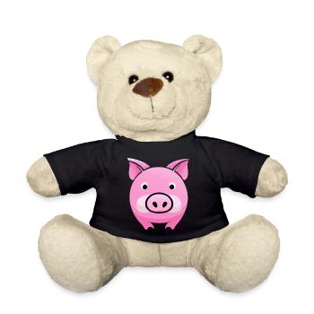 pig sweet pig pigs kawaii animal 4 - Teddy Bear - black - Front