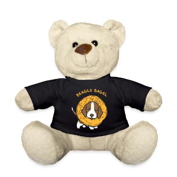 Dog Beagle Bagel Funny Animal Puns - Teddy Bear - black - Front