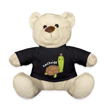Cactoise Cactus Turtle Funny Animal Puns - Teddy Bear - black - Front
