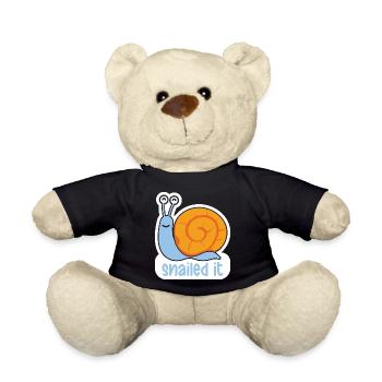 Snailed Snake Funny Animal Puns - Teddy Bear - black - Front