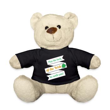 St. Patrick's Day Saying Happiness Clover Gift - Teddy Bear - black - Front