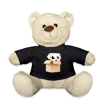 Curious Dog in Box - Teddy Bear - black - Front