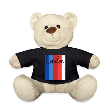 London Stripes Speckle Script - Teddy Bear - black - Front