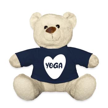 J’aime Yoga Coeur Amour Méditation Hobby Fan Om - Nounours - bleu marine - Devant