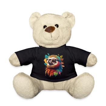 Colorful sloth, smart and educated with glasses - Teddy Bear - black - Front