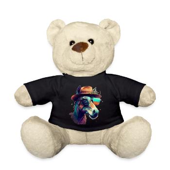 A funny donkey or mule with glasses and hat - Teddy Bear - black - Front