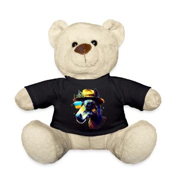 Urgent casual and cool donkey wears sunglasses - Teddy Bear - black - Front