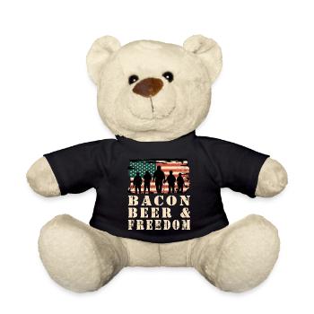 Bacon, Beer and Freedom - Teddy Bear - black - Front