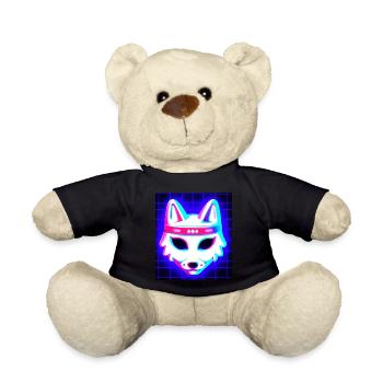 Kitsun Vaporwave Japanese Kami Vaporwave Kitsune - Teddy Bear - black - Front