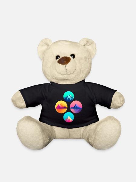 Mountain Landscape Geometric Art - Teddy Bear - black