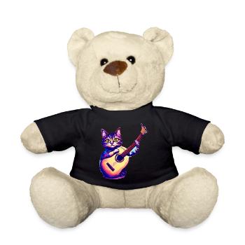 Guitarist Domestic Cat Cat Guitar Cat Kitten - Teddy Bear - black - Front