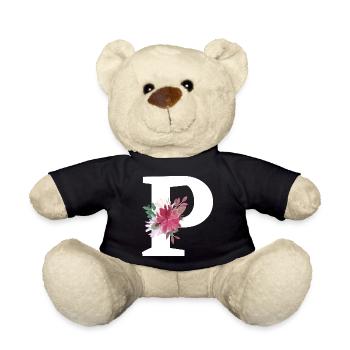 Buchstabe p blumig - Teddy - Schwarz - Vorne