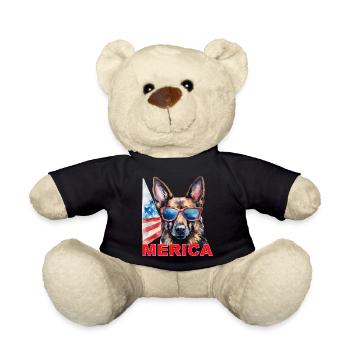 Independence Day 4th of July German Shepherd America - Teddy Bear - black - Front