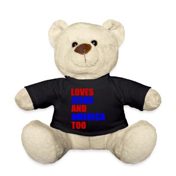 loves jesus and america too - Teddy Bear - black - Front