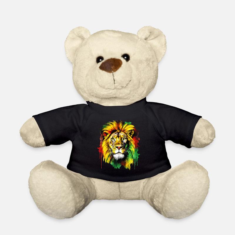 Lion Jamaïque Couleurs Reggae Rasta Rastafari Animal - Nounours - noir