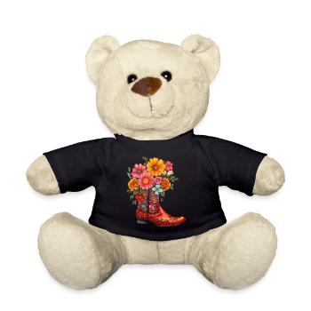 Cowboy Boots Flowers Country Music - Teddy Bear - black - Front