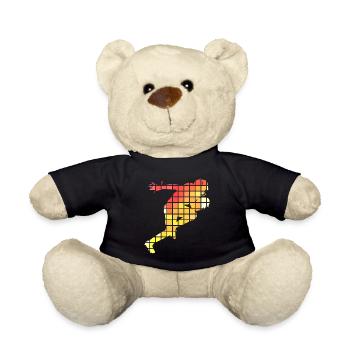 American Football Spieler Pixel Bunt USA Amerika - Teddy - Schwarz - Vorne