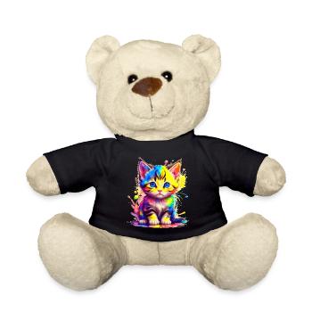 Rainbow Kitty - Teddy Bear - black - Front
