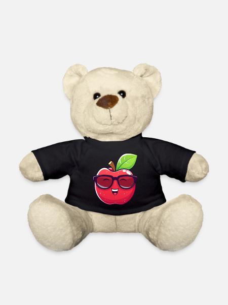 Cooler Kawaii Apfel mit Sonnenbrille Nerdiges - Teddy - Schwarz