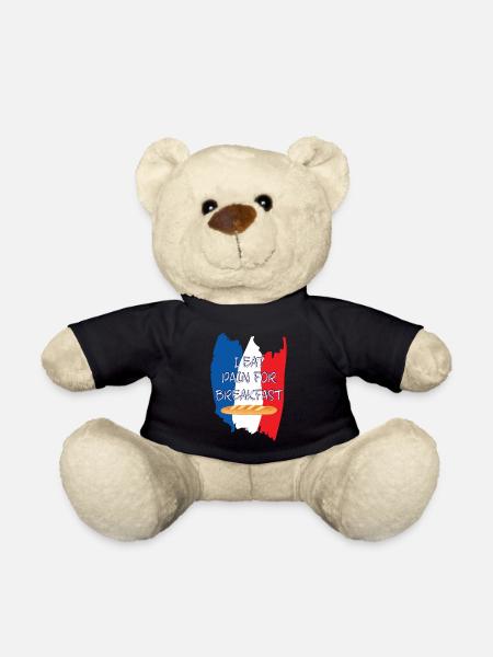 Ich esse Schmerz zum Frühstück - Lustiges französisches Essen - Teddy - Schwarz