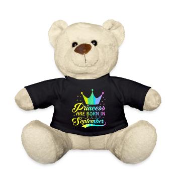 birthday happy september born in funny party queen - Teddy Bear - black - Front