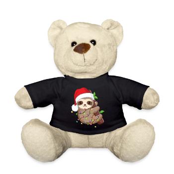 Funny Sloth Christmas. Xmas Slothy - Teddy Bear - black - Front
