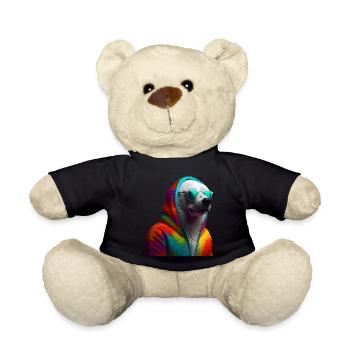 Polar Bear with Sunglasses Colorful Cool Polar Bear - Teddy Bear - black - Front