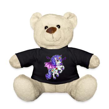 Einhorn Halloween Fledermaus - Teddy - Schwarz - Vorne